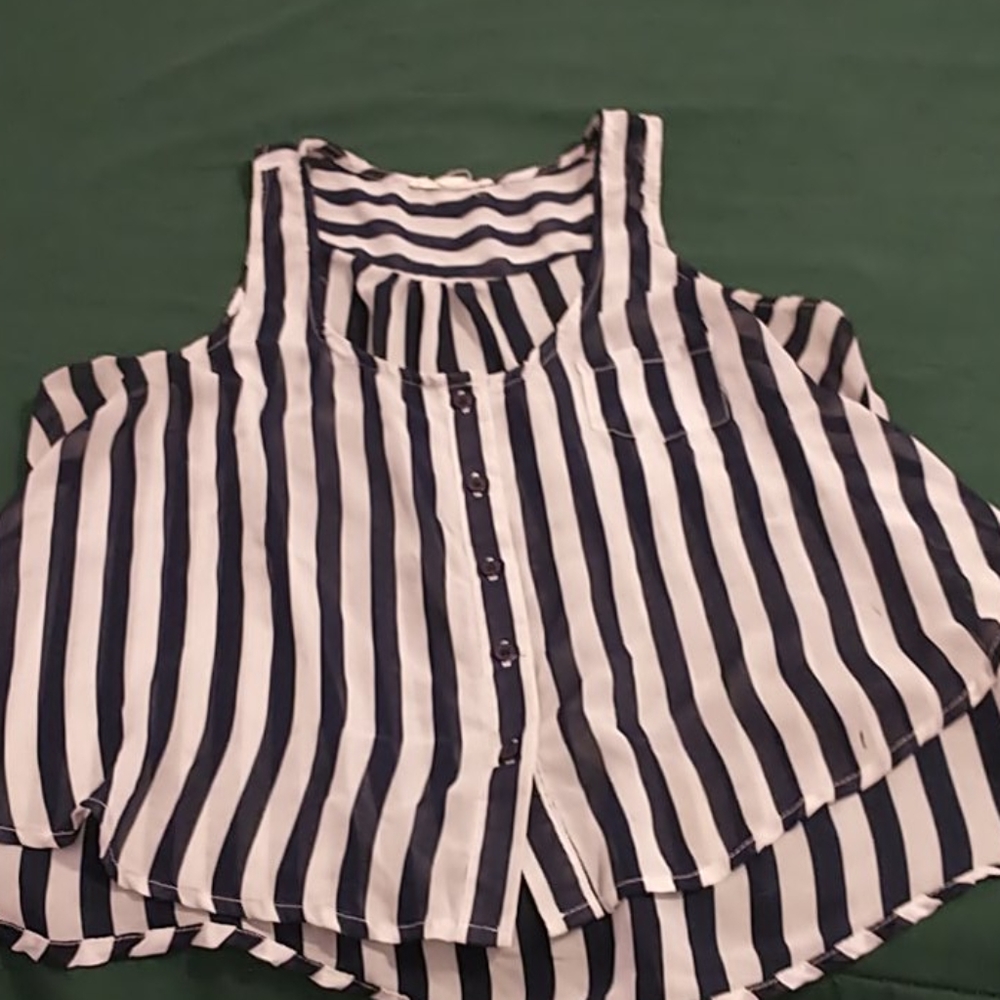Navy and white blouse